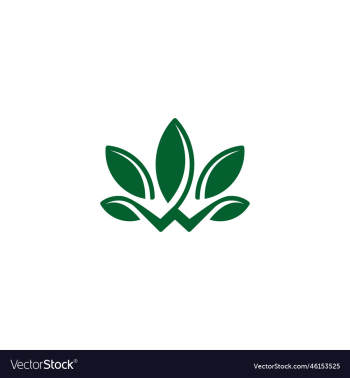 letter w green canabis logo initial w