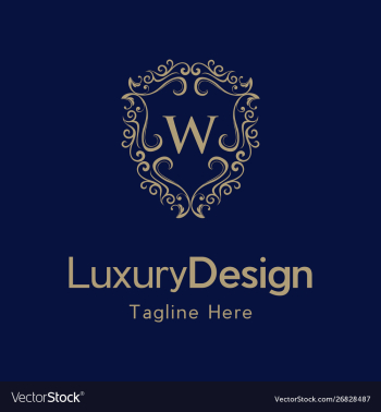 Letter w luxury shield frame creative business log vector image Letter w luxury shield frame creative business log vector image