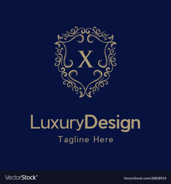 Letter x luxury shield frame creative business log vector image Letter x luxury shield frame creative business log vector image