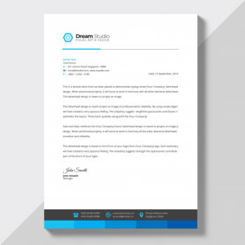 Letterhead with blue details Free Vector