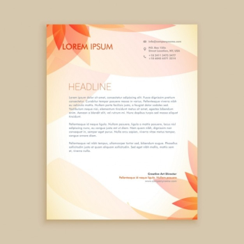 Letterhead with orange abstract flowers