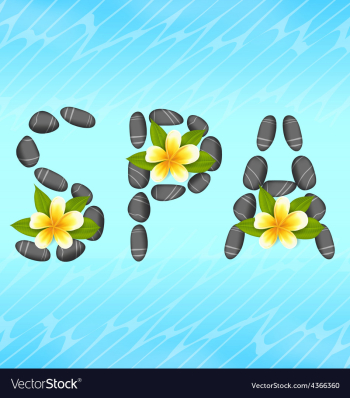 Lettering spa made of pebbles and frangipani vector image Lettering spa made of pebbles and frangipani vector image