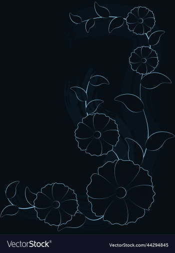 light blue contoured flowers on dark background