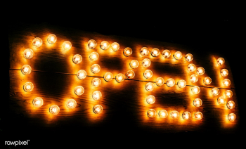 Light bulb 'Open' sign | Free stock photo - 555863 Light bulb 'Open' sign | Free stock photo - 555863