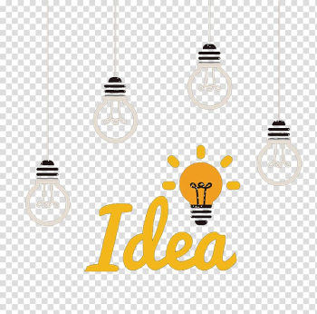 Light bulbs illustration with idea text overlay, Creativity Idea, Thinking bulb transparent background PNG clipart