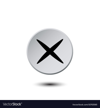 Light gray button with a black cross vector image Light gray button with a black cross vector image