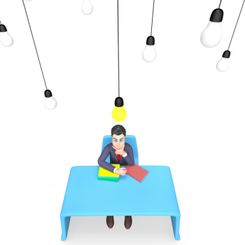  Lightbulb Idea Represents Think About It And Businessman 3d Rend 