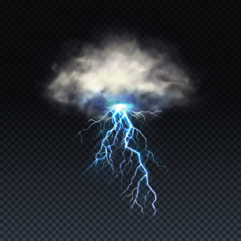 Lightning with grey cloud isolated on transparent background Lightning with grey cloud isolated on transparent background