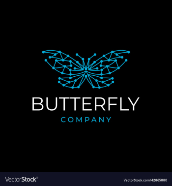 line art butterfly tech cell logo