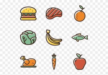 Linear Color Food Set - Healthy Food Icons