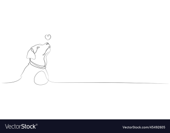 linear drawing of a labrador a dog and a heart