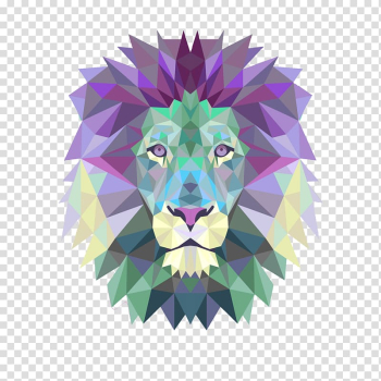 Lion Art Geometry Painting, watercolor lion transparent background PNG clipart