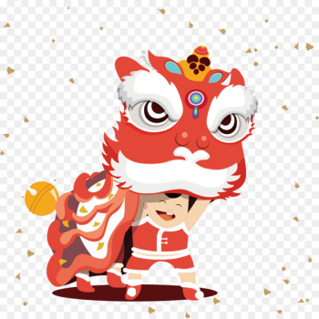 Lion dance Chinese New Year Tangyuan Lantern Festival Illustration - Lion boy vector 