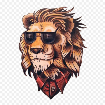 Lion Old school (tattoo) Flash New school - Painted lion head 