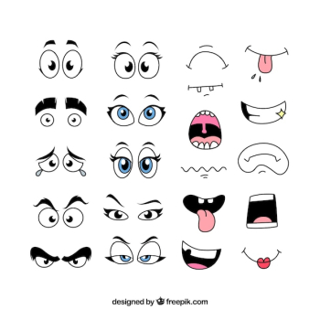 Lips and eyes with different expressions 