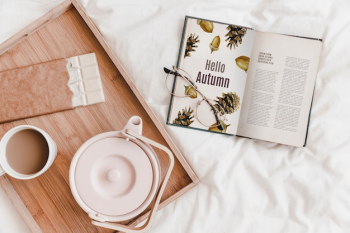 Literature and autumn mockup