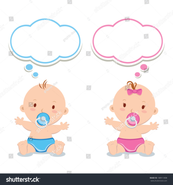 Little baby boy and baby girl. Adorable… Stock Photo 188911808 ...
