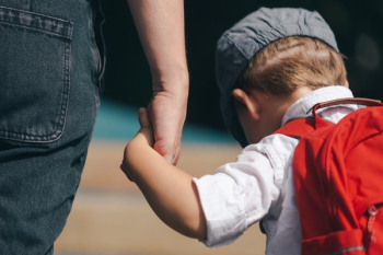 Little Boy Holding Moms Hand Little Boy Holding Moms Hand