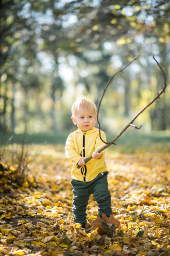 Little boy in autumn park Little boy in autumn park