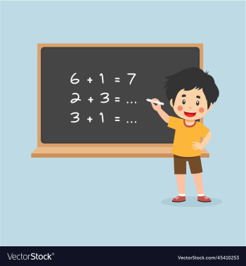 little boy solving math problem blackboard little boy solving math problem blackboard