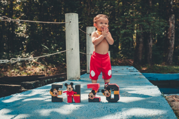 Little Boy Wearing Red Shorts Little Boy Wearing Red Shorts
