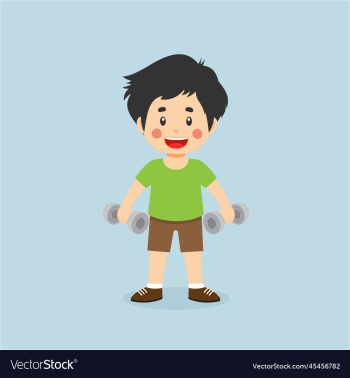 little boy workout with lift dumbbell little boy workout with lift dumbbell