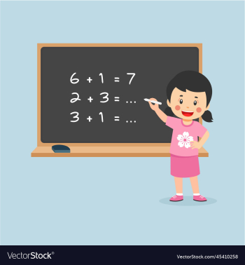 little girl solving math problem blackboard little girl solving math problem blackboard