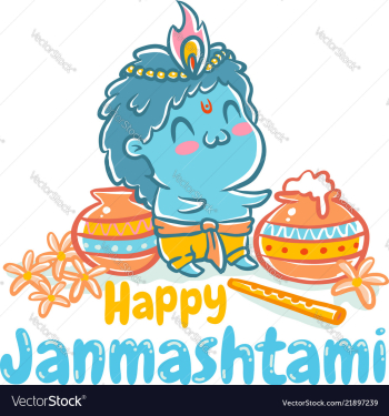 Little krishna in kawaii style vector image Little krishna in kawaii style vector image
