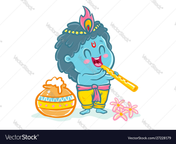 Little krishna in kawaii style vector image Little krishna in kawaii style vector image