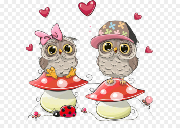 Little Owl Drawing Illustration - Owl vector mushrooms on Little Owl Drawing Illustration - Owl vector mushrooms on