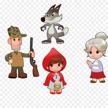 Little Red Riding Hood Cartoon Character Illustration - Vector Little Red Hat Story 