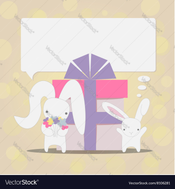 Little white rabbits Birthday vector image Little white rabbits Birthday vector image