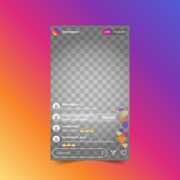 Live stream instagram interface template Free Vector Live stream instagram interface template Free Vector