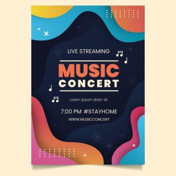 Live stream music concert poster template Free Vector Live stream music concert poster template Free Vector