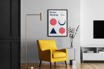 Living room with Poster Mockup poster 04 mockup put your design here 
