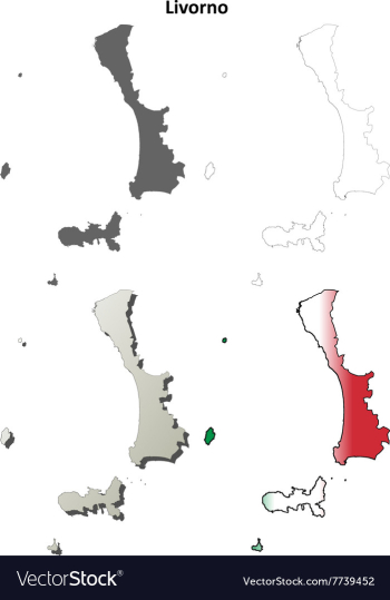 Livorno blank detailed outline map set vector image