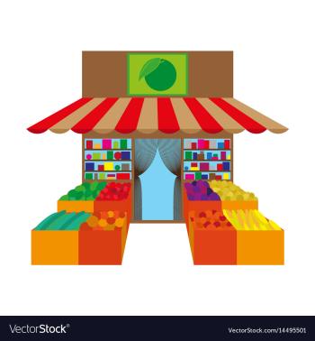 Local fruit and vegetables store building vector image Local fruit and vegetables store building vector image