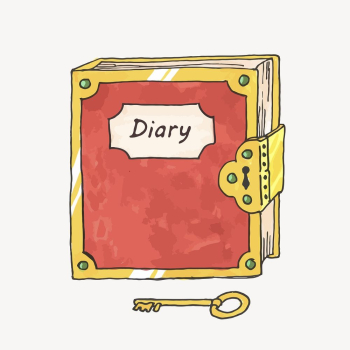 Lockable diary clipart, stationery illustration. | Free Photo - rawpixel