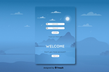 Log in landing page with flat design landscape background Free Vector Log in landing page with flat design landscape background Free Vector