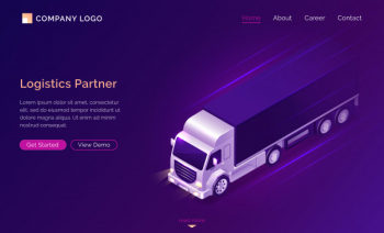 Logistic partner isometric landing page Free Vector