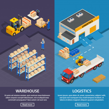 Logistics and warehouse vertical banners Free Vector Logistics and warehouse vertical banners Free Vector