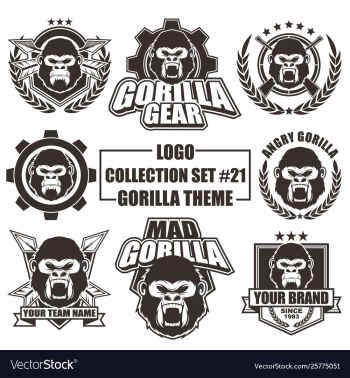 Logo collection set with gorilla theme vector image