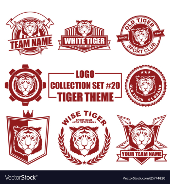Logo collection set with tiger theme vector image