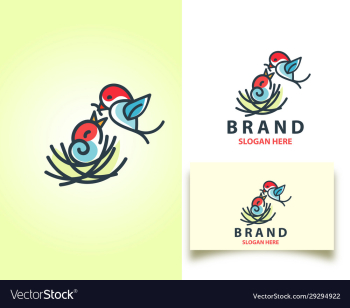 logo with a bird in a nest with baby