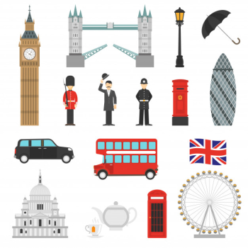 London landmarks flat icons set London landmarks flat icons set