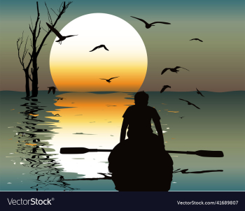 lonely guy sitting in a boat at sunset lonely guy sitting in a boat at sunset