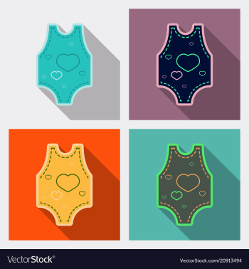 Long sleeve baby bodysuits with cute design vector image Long sleeve baby bodysuits with cute design vector image
