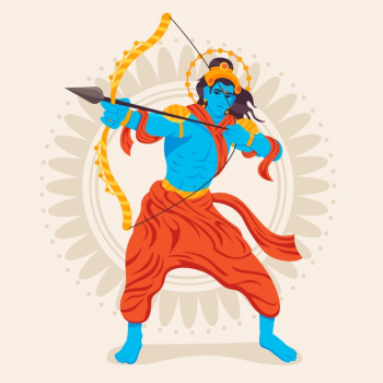 Lord rama holding a golden bow flat design Free Vector Lord rama holding a golden bow flat design Free Vector