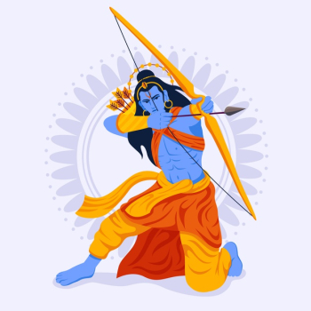 Lord rama sitting in attack position and using the bow Free Vector Lord rama sitting in attack position and using the bow Free Vector