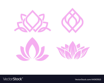 lotus flower logo mascot icon lineart